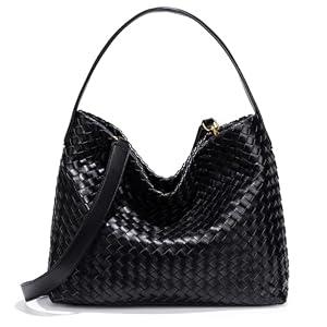 Deftkaze Woven Suede Hobo Bag for Women Trendy Slouchy Shoulder Tote Purse with Leather Crossbody Strap for Work Travel