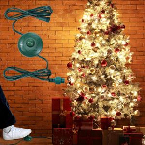 Flutesan Extension Cord 8ft with 8 Lights Modes Foot Switch for Christmas Tree Foot Switch Extension Cord Lights Raintight Plug Compatible Replacement for LED String Light Christmas Tree(1,5/8inch)