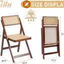 Tiita Rattan Dining Chairs Set of 1, Mid Century Modern Folding Chair, Bamboo Folding Dining Chairs for Small Space, Dining Room, Living Room, Bedroom, Walnut