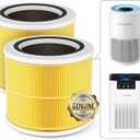 AromaRoom Pet HEPA H13 Air Purifier Filter Replacement, Compatible with LEVOIT Core Mini-P, AP100/AP102 Air Purifier, Efficiency Activated Carbon for Pet Odor, 2 Packs, AP100-RF-PAYellow
