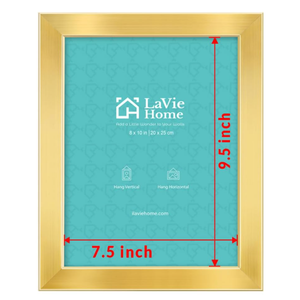 LaVie Home 8x10 Picture Frame Gold, 8 x 10 Frame with High Definition Plexiglass, Horizontal or Vertical Wall Wood Gallery Picture Frames Suitable for Picture Display, 1pc