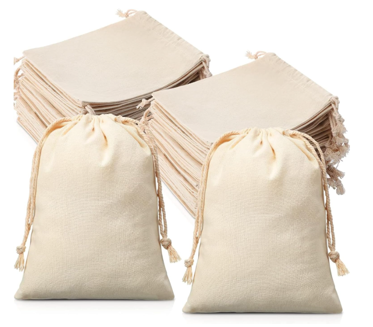 Wesnoy 300 Pieces Cotton Drawstring Bags, Reusable Muslin Bag 5 x 7 Inch for Wedding, DIY Craft, Home Party Supplies, Gift Wrap, Jewelry Pouch