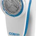 Conair Fabric Shaver and Lint Remover, Battery-Operated Portable Clothes Shaver with 3 Settings, Fuzz Remover for Sweaters, Clothing and Furniture, Large 2-Inch Shaving Head, White | Safely Removes Fuzz and Pilling with 3 Depth Settings for Sweaters and Upholstery, White/Blue, CLS1L