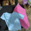 3 Pack Toddler Girl Shirts: Short Puff Sleeve Cotton T-Shirts Round Neck Heart Tops Summer Tee Size 4T only pink n blue