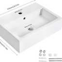 NUESTRA VIDA Wall Mount Bathroom Sink, 20" x 14.7" Rectangular White Ceramic Wall Hung Vanity Sink with Faucet Hole & Overflow, Floating Porcelain Hand Wash Basin