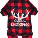 Dxhycc Dog Pajamas, Medium, Buffalo Plaid, Red, Black, Fleece, Warm Christmas Jammies for Pet Doggie, Unisex