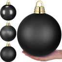 Weysat 4Pcs Large 8" Fillable Christmas Ornaments, Jumbo Matte, Shiny & Glitter Hanging Ornaments for Outdoor Xmas Tree Decoration, Lawn Yard Holiday Party Decor (Black)