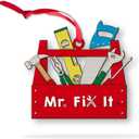Wooden Tool Box Ornaments for Christmas Tree Dcor, Handyman Toolbox Tool Kit Xmas Ornament with Hammer Wrench, Construction Tools Chest Keepsake Gift for Carpenter Craftsman Artisan Builder Mr Fix It
