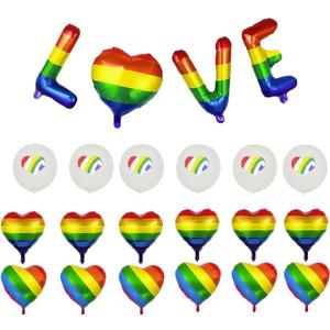 22PCS Rainbow Foil Balloons Set, Pride Party Decorations, Colorful Rainbow Flag Balloons for Birthday, Pride DayWedding, Parade, Patriotic Event, Gay Lesbian Support Supplies