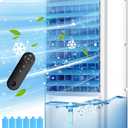 Evaporative Air Cooler, Swamp Cooler Air Conditioner w/ 12H Timer for Auto-off, 6 Upgraded Ice Packs, 3-Speed Windowless Air Conditioner, Smart Remote, Dual Tank Portable Air Cooler for Room