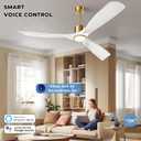 Ceiling Fans with Lights, Outdoor Ceiling Fans with Lights and Remote Control, 52 inch Modern Smart White and Gold Ceiling Fan, Outdoor Ceiling Fans for Patios 3 Blade Bedroom FarmhouseWhite