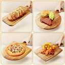 SiliFine Set of 4 Thick Acacia Wood Cutting Boards with Handles, Assorted Sizes Large Charcuterie Boards, Butcher Block Serving Tray for Cheese, Meat, Pizza, Vegetables, Bread (Medium)