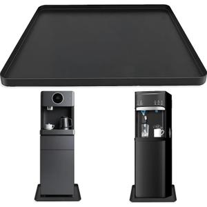 Water Cooler Mat, 24x16 Inch Silicone Drip Tray with Raised Edge, Non-Slip Appliance Protector Pad for Hardwood Floors & Carpets, Kitchen, Pet Feeding Area, Door Entry - Easy Clean (Black)