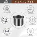 Genuine 6Qt Power Cooker XL Replacement Inner Pot Compatible with 6 Quart Power Pressure Cooker PPC770 PPC771 PPC770-1 PRO PCXL-PRO6 YBD60-100 WAL1 WAL2 Stainless Steel Inner Pot Parts - 6 QT