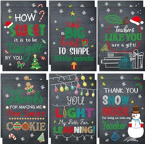 Fancy Land Christmas Thank You Cards for Teachers Chalkboard Design 12Pcs Christmas Teacher Appreciation Cards with Envelopes Christmas Gift for Teacher