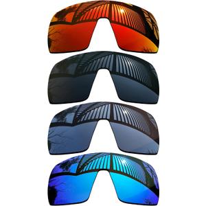 4 Pieces Replacement Lenses for Oakley Sutro OO9406 / Sutro Asian Fit (AF) OO9406A Sunglasses - Solid Black+Titanium+Ice Blue+Fire Red