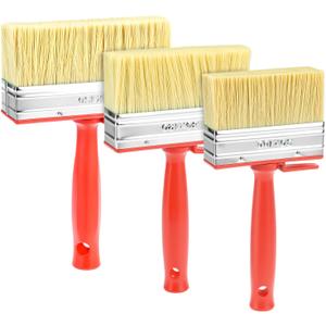 QWORK 3-Pack Deck Stain and Sealer Brush Set 3" 4" and 6" Wide Block Paint Brushes with Synthetic & Natural Bristles for Fences Walls & Large Wood Surfaces, Heavy Duty Coating Tools