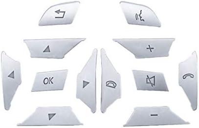 WODOFO GDR Silver Steering Wheel Button Cover Car Interior Decoration Trim Replacement for Mercedes Benz ML GL GLK GLA CLA CLS SL A B C E G Class Inner Accessories (11pcs)
