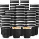 200 Pack 8 oz Disposable Coffee Cups Black Insulated Corrugated Paper Coffee Cups with Ripple Wall Design Suitable for Hot or Cold Drinks Cafe Restaurant Office Home Party Picnic BBQ