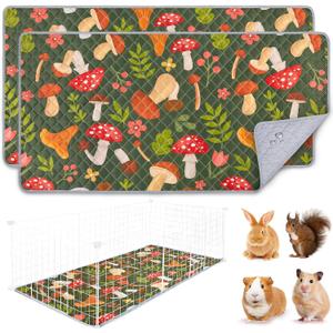 2 Pack Washable Guinea Pig Cage Liner, Reusable Guinea Pig Mat, Waterproof Super Absorbent Pee Pads for Small Animals