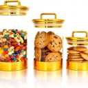 3-Pack Acrylic Storage Jars with Gold Lids  Airtight Canisters for Kitchen, Bathroom, Office | Decorative Storage for Snacks, Bath Bombs, Cotton Balls, and Small Essentials