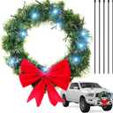 Honoson Christmas Wreath for Car, Truck or Festival Decoration LED Christmas Artificial Car Wreath and 5 Pieces 4 x 200 Black Nylon Tie (19.7 Inch, Cute)
