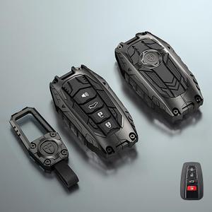 OLLEN Mech Style Heavy Metal Key Fob Cover, Fit for Toyota 4 Button Zinc Alloy Car Key Case, Durable Key Case Protection (Grey, B-Style)