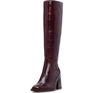 Vince Camuto Sangeti Narrow Calf Stacked Heel Knee High Boot, Dark Mahogany,  Size: 7.5