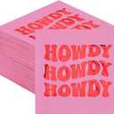 100 Pack Howdy Cocktail Napkins Western Paper Napkin 5x5 Inches Cowboy Cowgirl Disco Wild West Party Beverage Towels for Wedding Bridal Shower Western Bachelorette Party Table Decoration