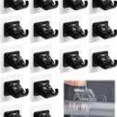 Curtain Rod Bracket No Drilling 16pcs, Self Adhesive Nail Free Curtain Rod Wall Brackets Hooks, Adjustable Drapery Towel Holder Fixing Hook for Home Bathroom Kitchen and Hotel Use (Black)