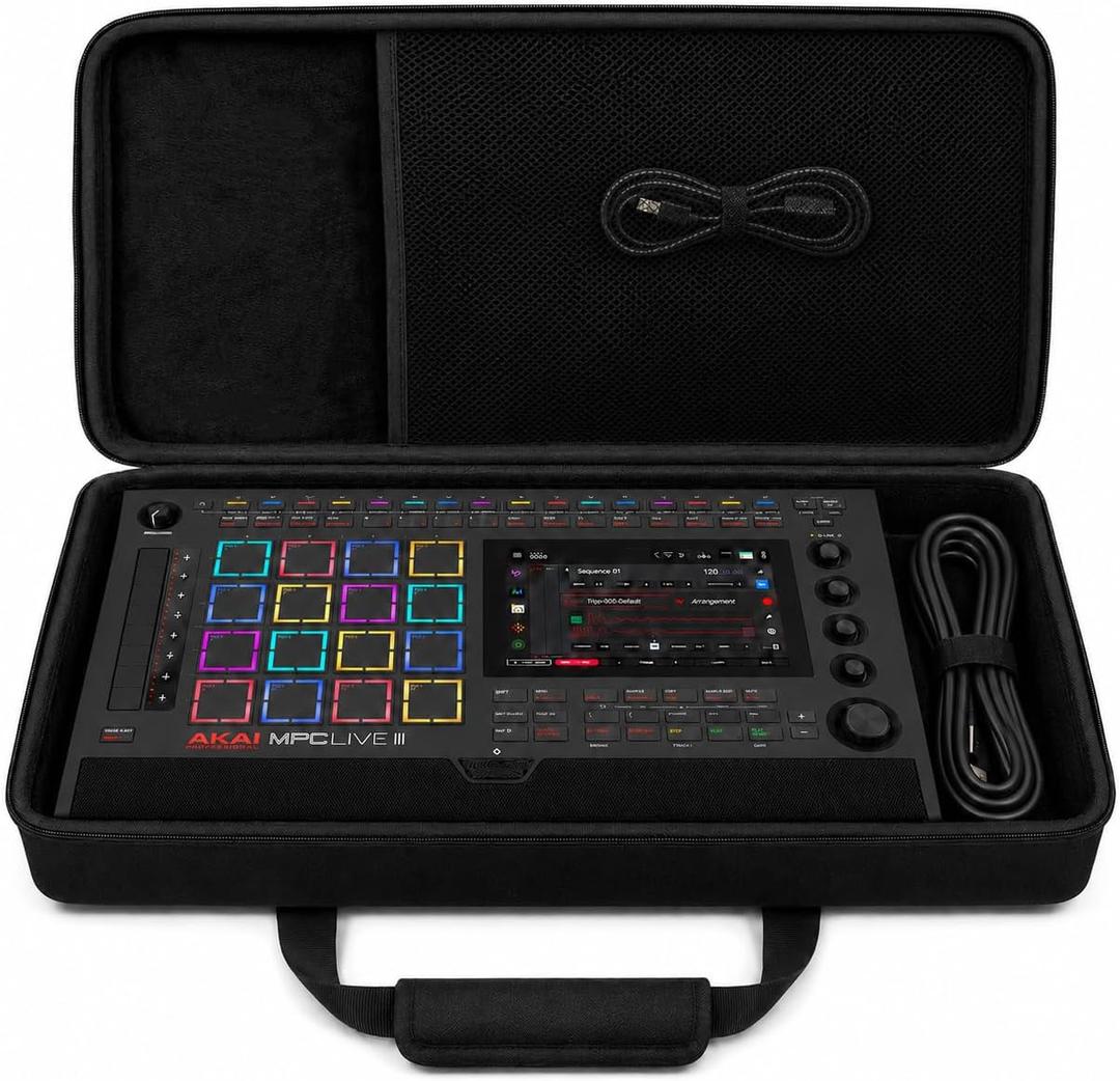 Hard Case for Akai Professional MPC Live III/Live II and Charging Cable
