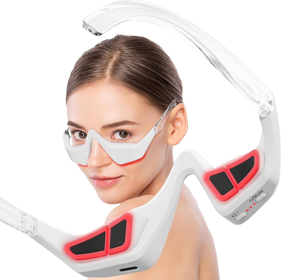 Under Eye Red Light Therapy Device, Red Light Therapy Glasses for Eyes Light-Weight Eye Massager for Reducing Dark Circles and Puffiness, Smoothing Fine Lines
