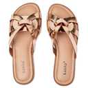 Luoika Women's Wide Width Flat Slides Sandals, Slip on Slide Sandal Casual Comfortable Summer Beach Shoes for Women. 11.5W