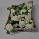 DuHouse 50Pcs Artificial Roses Flowers Fake Roses with Stems Real Touch Foam Flowers for DIY Wedding Bouquet Baby Shower Centerpiece Floral Arrangement Party Home Decor(Cream)