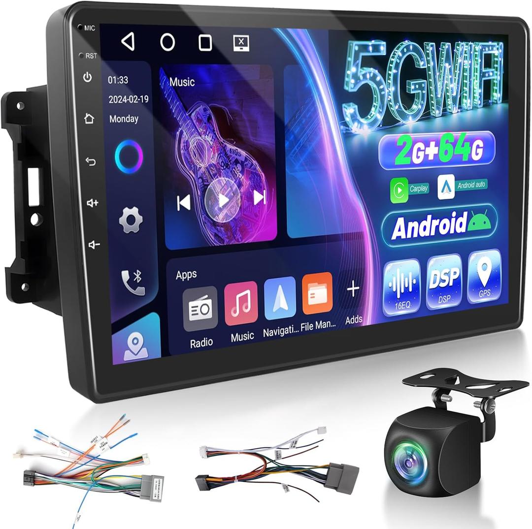 EKAT Car Radio Stereo for Jeep Wrangler JK 2007-2018 Compass Grand Cherokee Dodge Ram with Carplay/Android Auto Upgrade 2GB+64GB