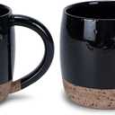 Elanze Designs Speckled Raw Bottom 17 ounce Ceramic Mugs Pack of 2, Black