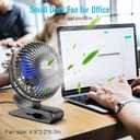 BESKAR USB Clip on Fan, Portable Small Fan with Cord Powered, 3 Speeds Strong Airflow, with Sturdy Clamp, Quiet Personal Desk Fan (Black)