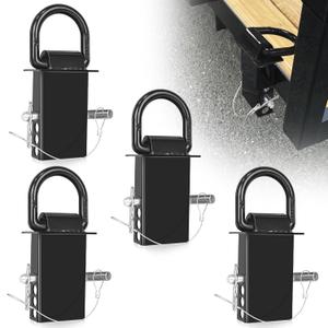 5/8" Heavy-Duty Stake Pocket D Rings with Anti-Loss Cord 4 Adjustable Hole 18,000 lbs Trailer Stake Pocket Tie-Down Utility for Flatbed Trucks and Trailers 4 Pack