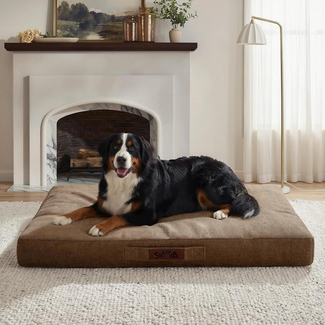 Sytopia 50-Inch Outdoor Dog Bed for XXL Dogs– Heavy-Duty Waterproof, Washable, Removable Cover, Ideal for Crate, Patio, Indoor & Outdoor Adventures (Brown)