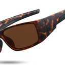 LYZOIT Polarized Sports Sunglasses for Men Women Wrap Around Unbreakable Frame Driving Fishing Cycling Running (Tortoise | Polarized Brown)