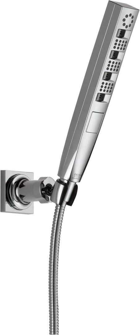 Delta Faucet Tetra H2Okinetic Hand Held Shower with Hose, Chrome Handheld Shower Head, Hand Shower, Handheld Shower, Detachable Shower Head, Lumicoat Chrome 55140-PR