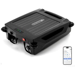 Solar Powered Robotic Pool Skimmer, Automatic Pool Surface Cleaner Robot with 24/7 Continuous Cleaning, App Control, Dual Charging, Ideal for Above Ground & In-Ground Pools (Black)