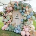 Dusty Green Pink Blue Balloon Arch Double Stuffed Pastel Pink Dusty Blue Light Sage Green White Latex Balloon Garland Kit for Boho Baby Shower Birthday Gender Reveal Tea Party Decoration
