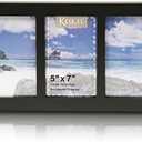Klikel 3 Photo Collage Solid Black Wood Picture Frame - 3 Opening 5 X 7 Picture Slots