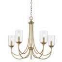ML Lighting | Waddingham Collection | 22405-VB | Indoor 5 Light Chandelier in Vintage Brass with Clear Glass Shade | Kitchens, Dining Rooms, Living Rooms, Entryways, Hallways