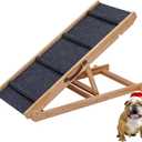 Foldable Wooden Dog Ramp & Pet Stairs - 5-Level Non-Slip Pet Steps for Dogs & Cats, Balanced Indoor/Outdoor Use