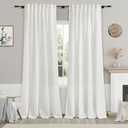 Linen Light Filtering Curtains 96 Inches Long 2 Panels Long Ivory Semi Sheer Linen Blended Window Curtains Back Tab Pocket Natural Off White Rustic Farmhouse Drapes for Living Room Bedroom 52X96