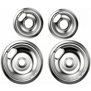 WB31M20 WB31M19 Stove Burner Drip Tray - Compatible with GE Hotpoint Series Cooktops - (2) 6" WB31M20 (2) 8" WB31M19 Set - 4 Pack (silver)