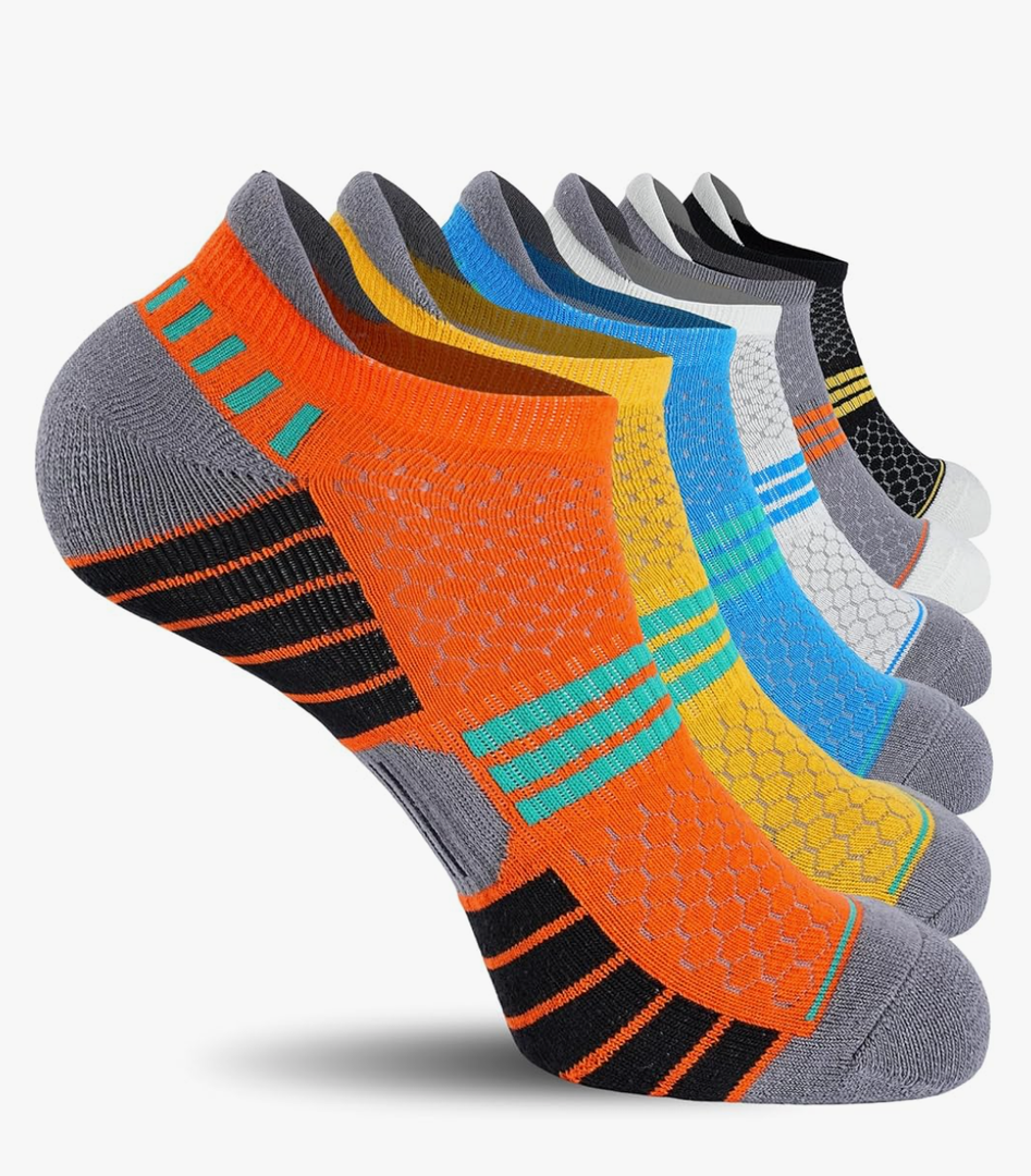 6 Pack Men's Ankle Socks, Cushion Running Athletic Socks, Breathable Sports Low Cut Socks 10-13