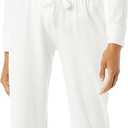 Amazon Essentials Women's Cotton Modal Long-Sleeve Shirt and Full-Length Bottom Pajama Set (Medium, White)